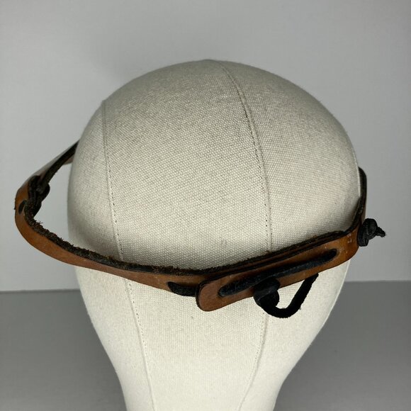 Vintage Leather Visor Tooled Floral Hippie Boho Natural Earthy Artsy - Picture 7 of 10